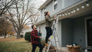 How to Hang Christmas Lights Outside Without Nails (or Eleven Ladder Trips)